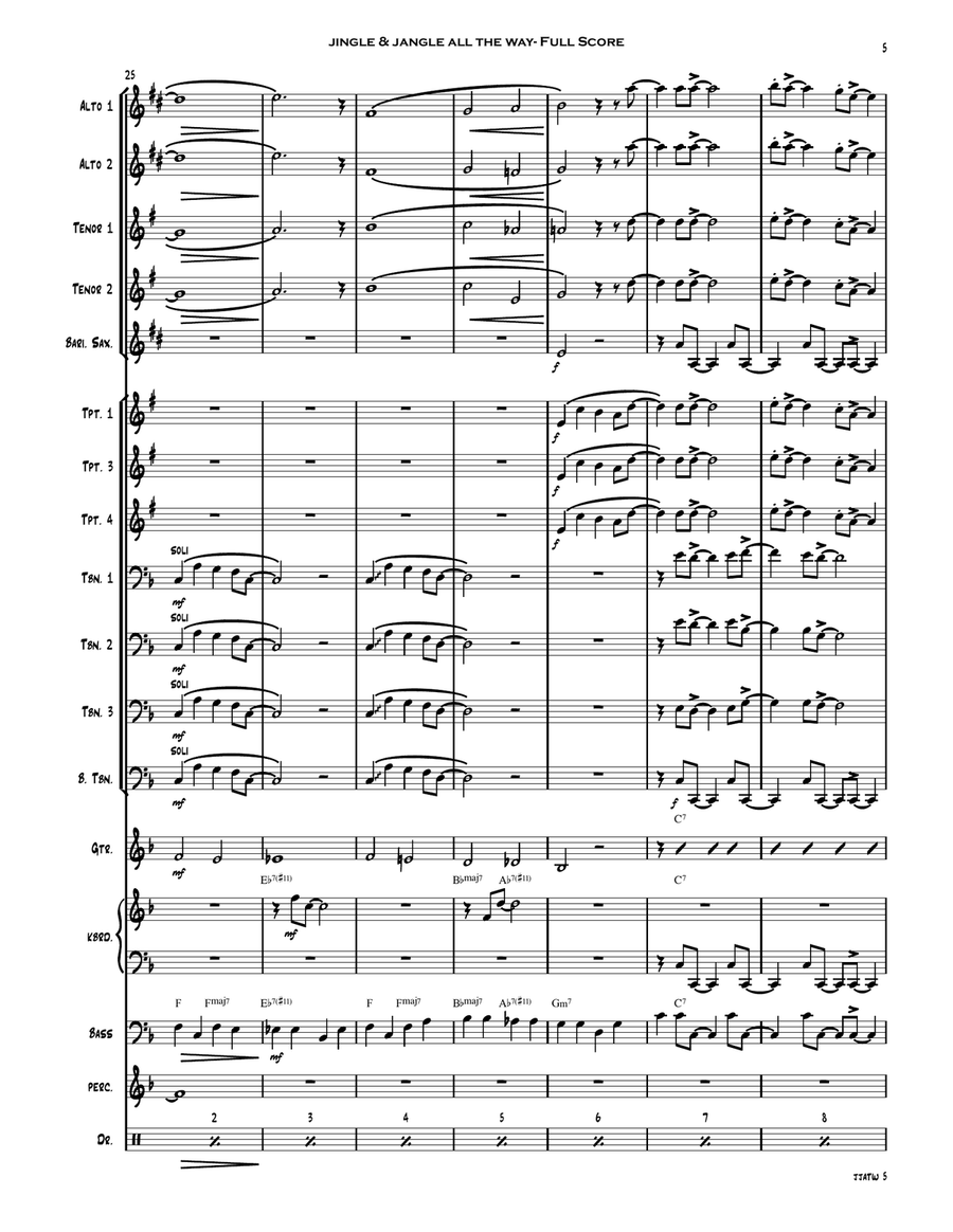 Jingle Jangle All The Way- for Jazz Ensemble/ Big Band Jazz Ensemble scores gallery preview page 6