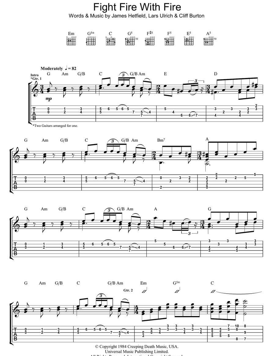 Fight Fire With Fire Electric Guitar scores gallery preview page 1