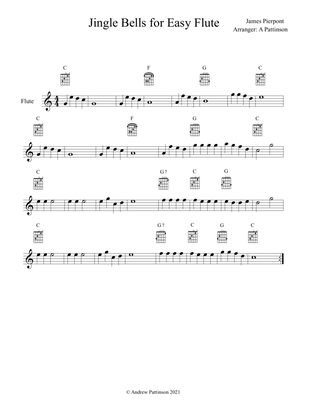 Jingle Bells for Easy Flute with Guitar Chords