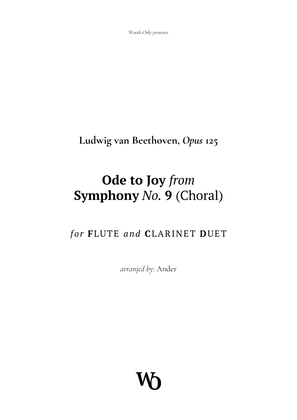 Book cover for Ode to Joy by Beethoven for Flute and Clarinet
