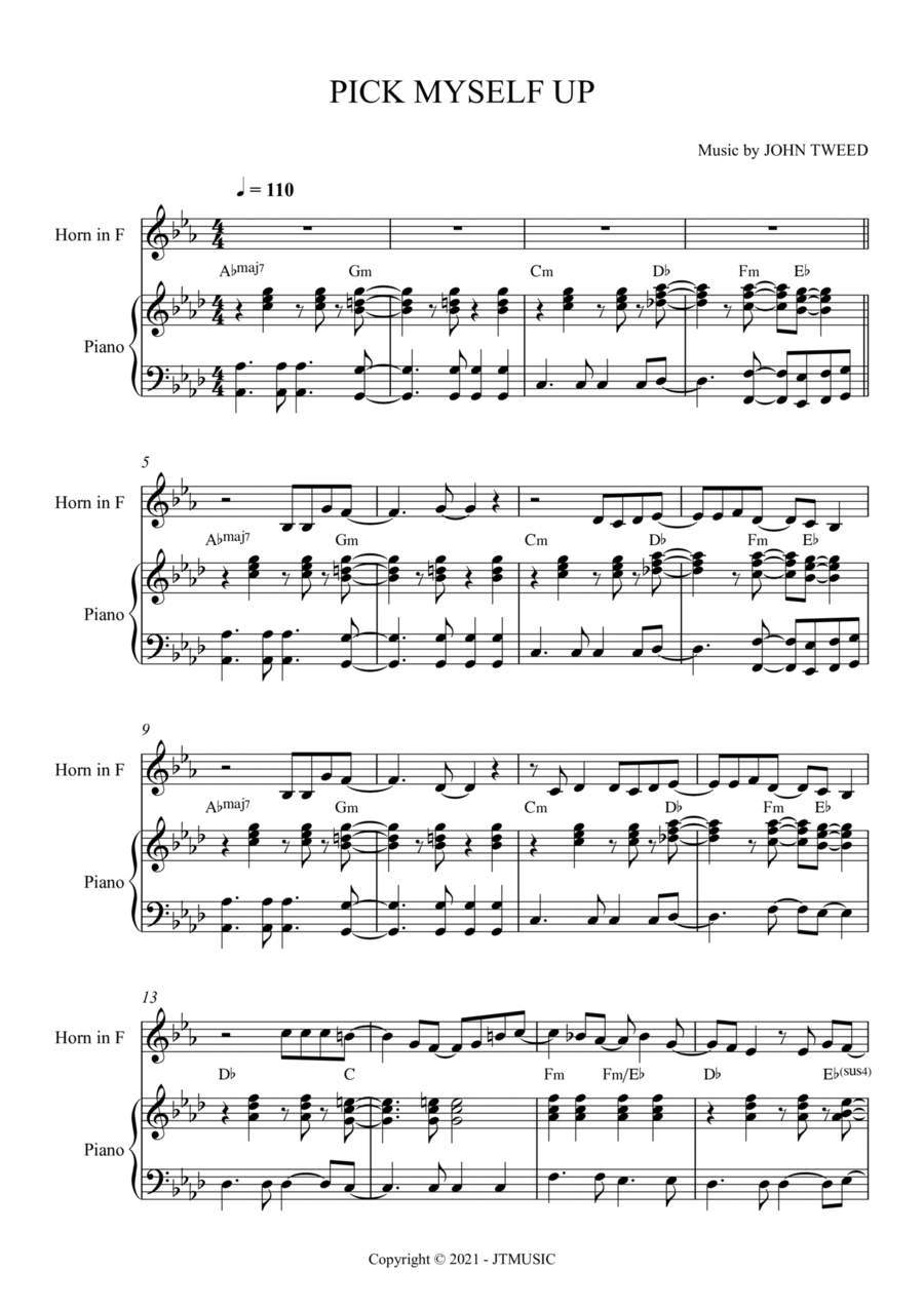 Pick Myself Up for French Horn and Piano Horn scores gallery preview page 1