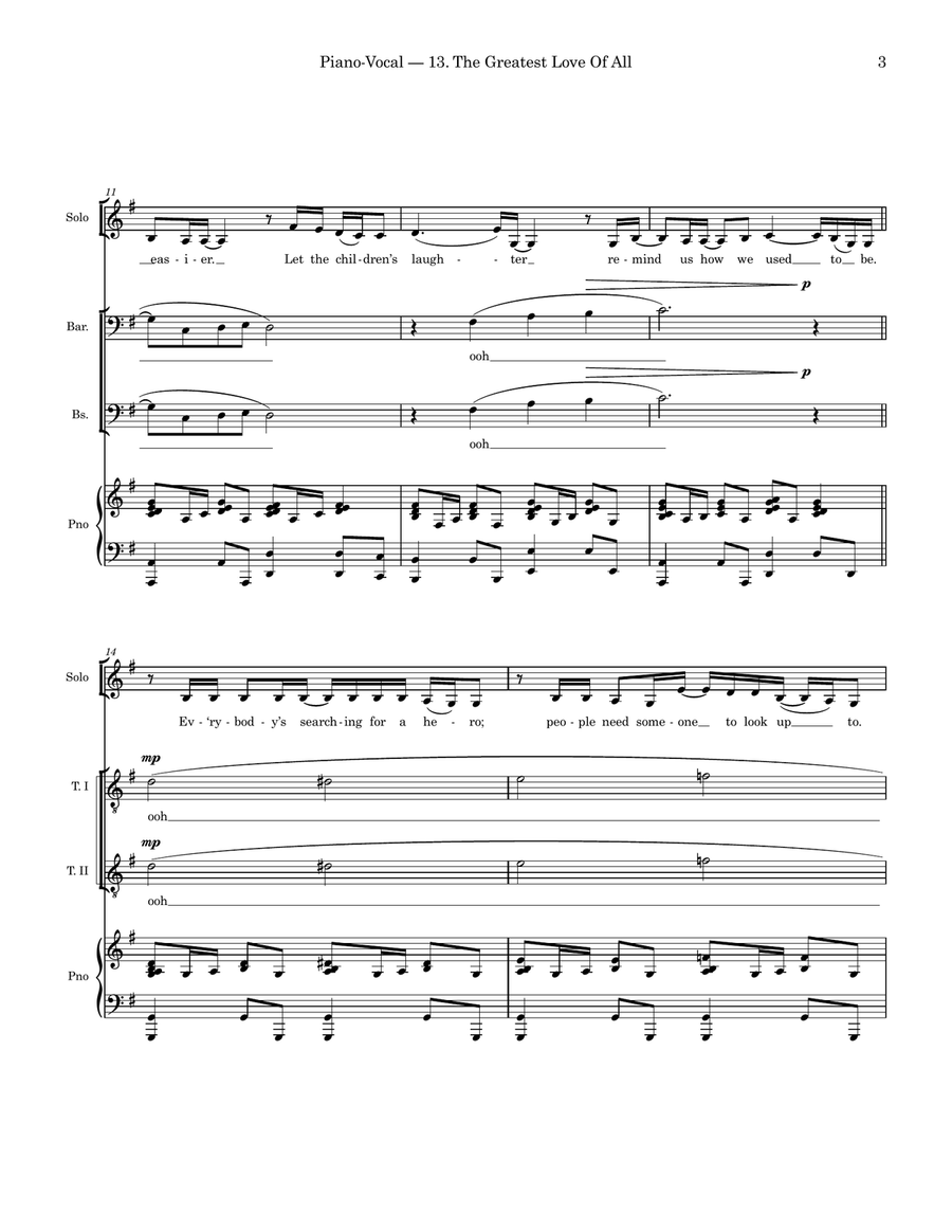 The Greatest Love Of All TTBB scores gallery preview page 3