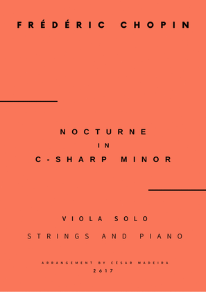 Book cover for Nocturne No.20 in C Sharp minor - Viola Solo, Strings and Piano (Full Score and Parts)