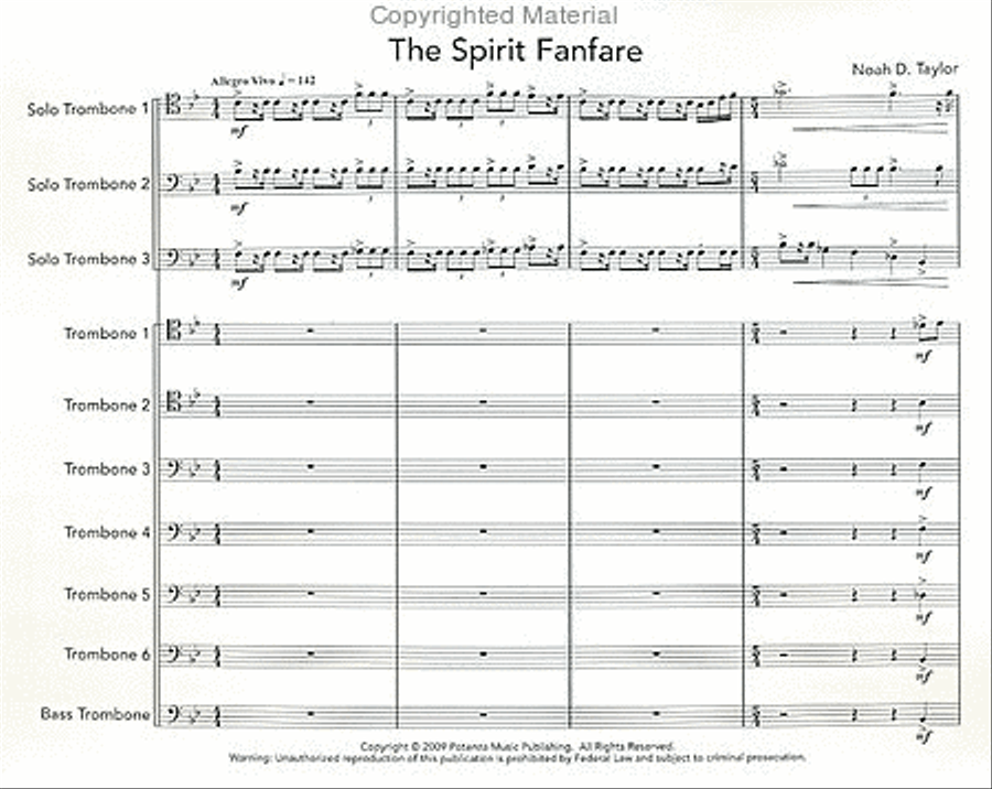 The Spirit Fanfare The Spirit Fanfare Trombone scores gallery preview page 2