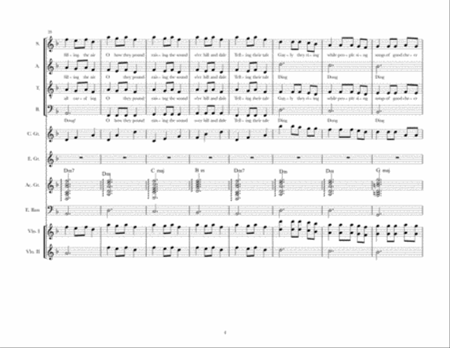 Carol of the Bells for voice, violin and guitars Small Ensemble scores gallery preview page 4