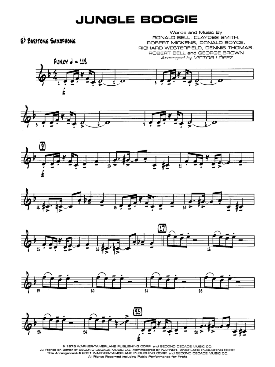 Jungle Boogie: E-flat Baritone Saxophone