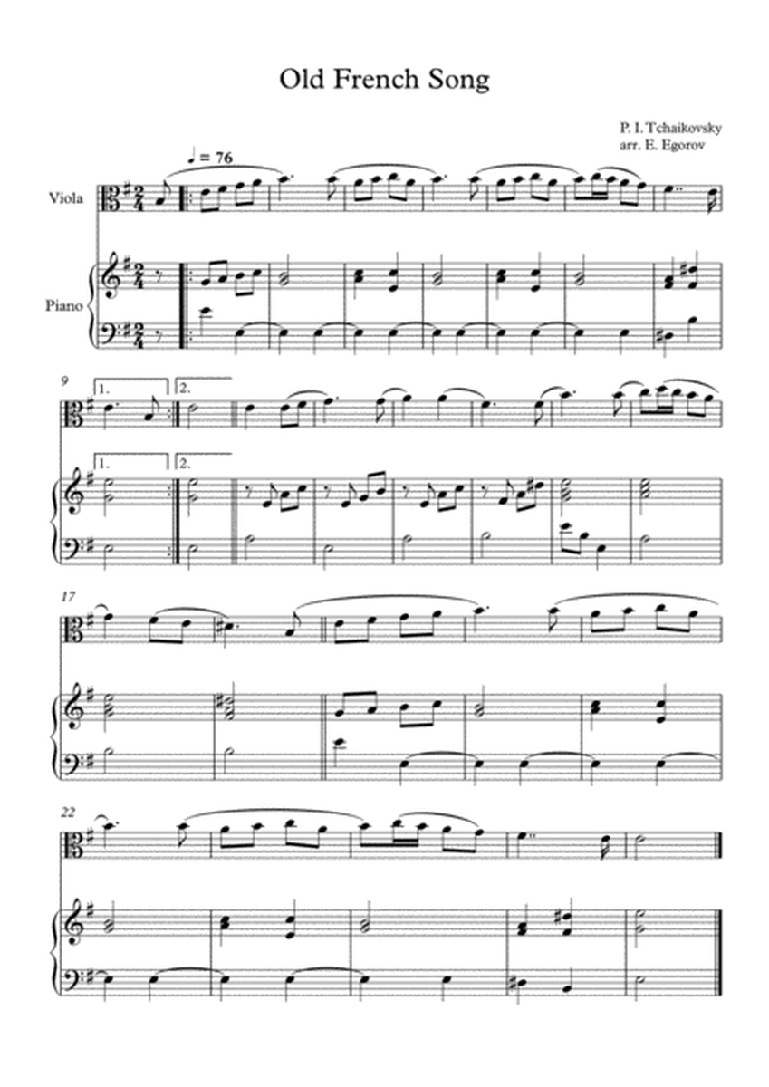 Old French Song, Peter Ilyich Tchaikovsky, For Viola & Piano image number null