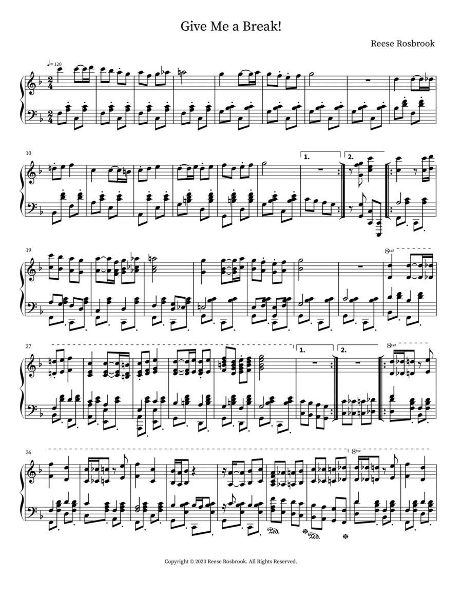 Give Me a Break! Give Me a Break! Piano scores gallery preview page 1