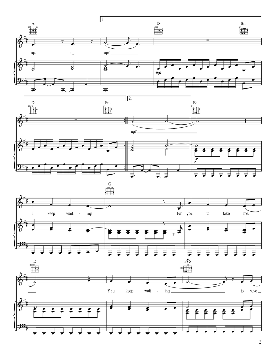 Distance Piano, Vocal, Guitar scores gallery preview page 3
