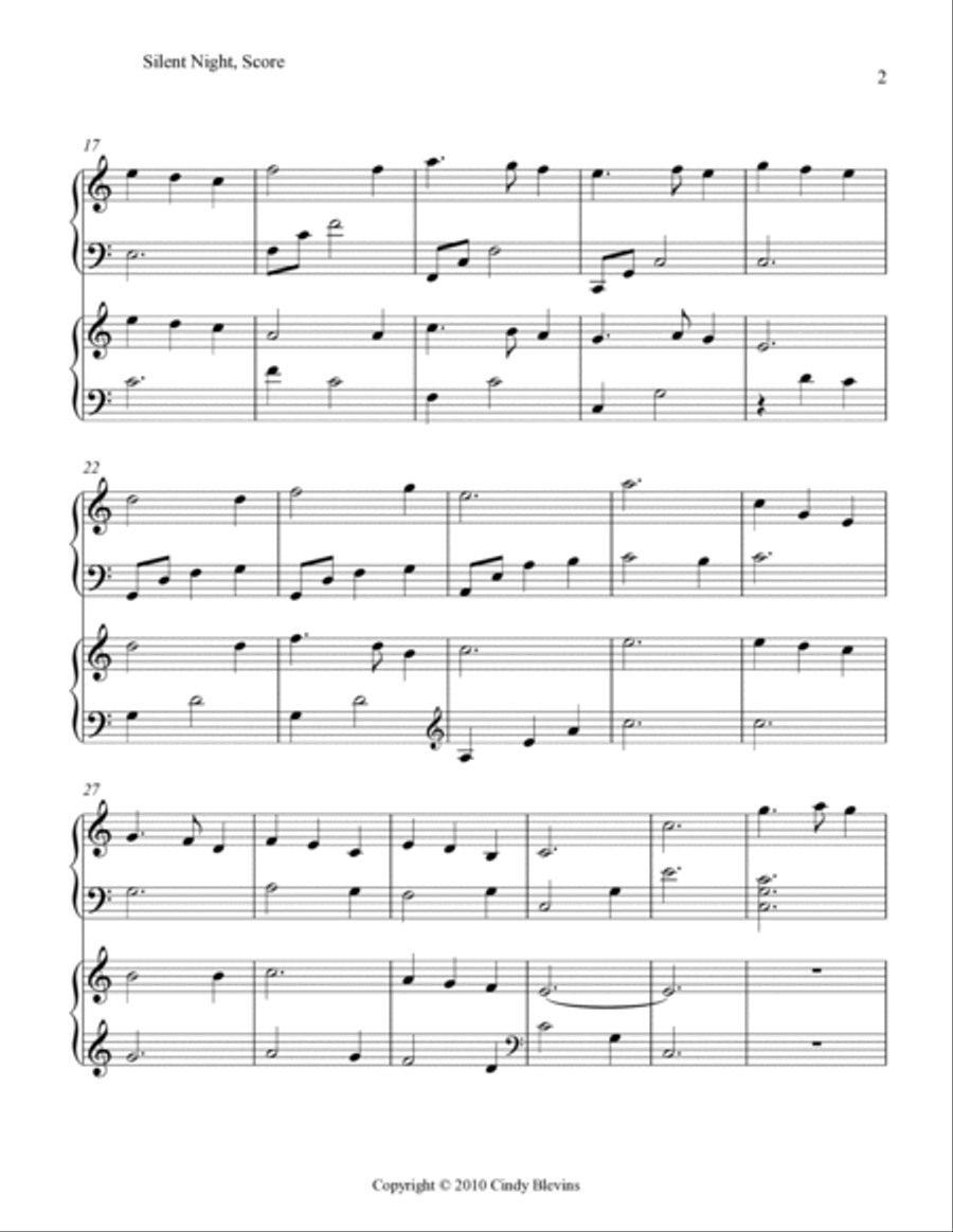 Silent Night, for Harp Duet Harp scores gallery preview page 3