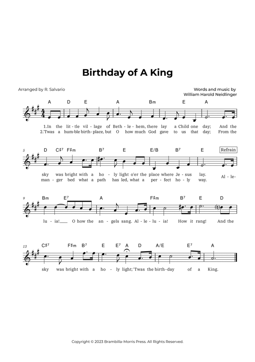 Birthday of A King (Key of A Major) image number null