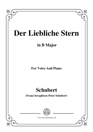 Book cover for Schubert-Der Liebliche Stern,in B Major,for Voice&Piano