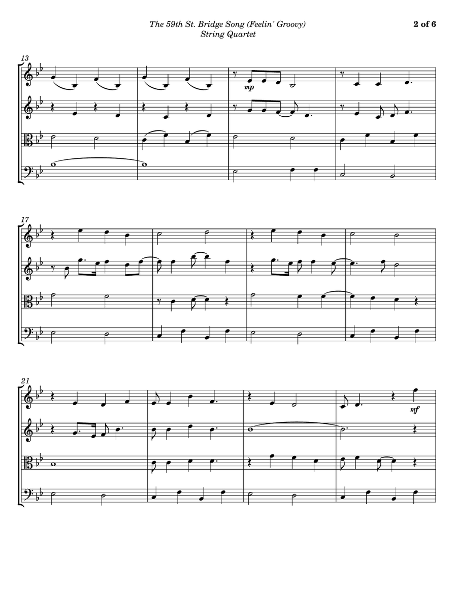 The 59th Street Bridge Song (feelin' Groovy) String Quartet scores gallery preview page 2