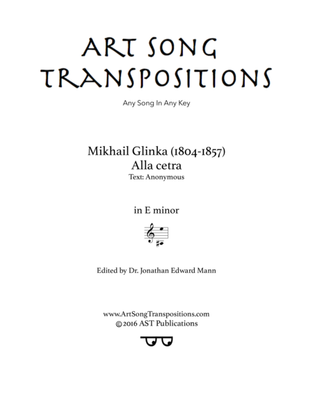 GLINKA: Alla cetra (transposed to E minor)
