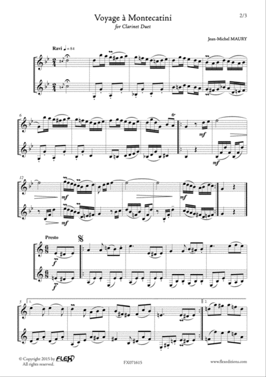 Voyage a Montecatini Voyage a Montecatini Clarinet Duet scores gallery preview page 2