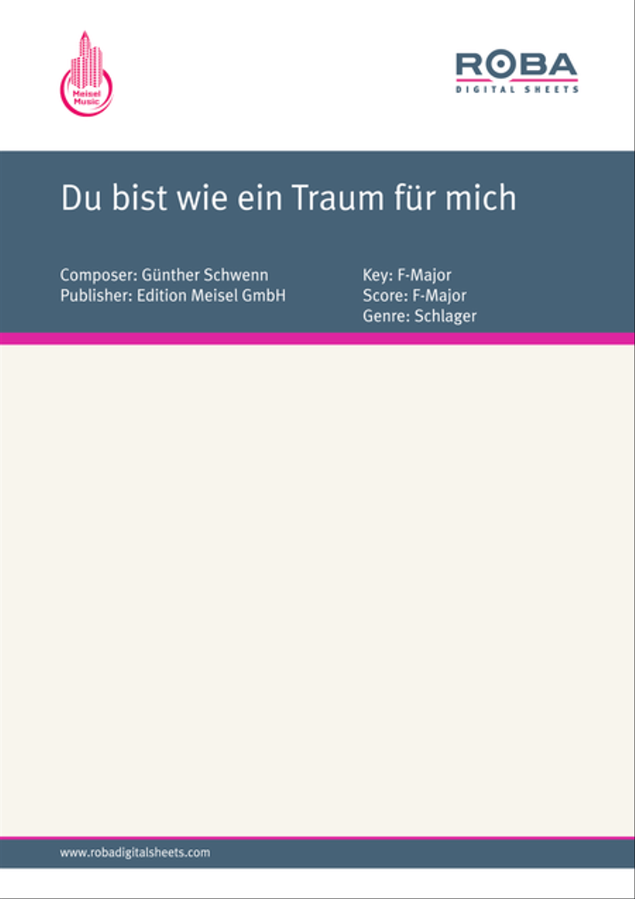 Du bist wie ein Traum fur mich Piano, Vocal scores gallery preview page 1