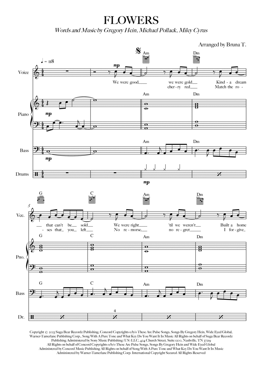 Flowers Bass Guitar scores gallery preview page 1