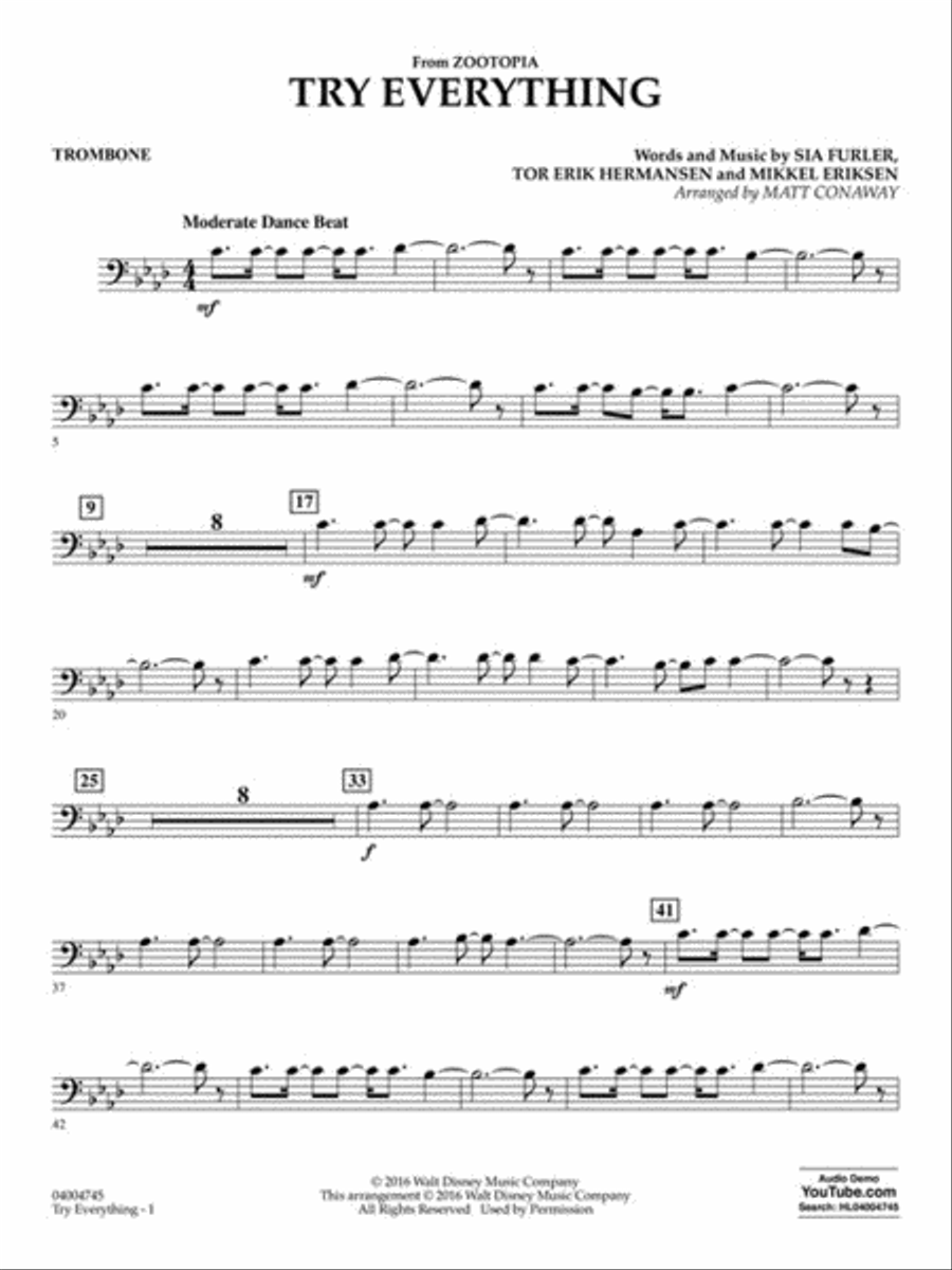 Try Everything (from Zootopia) Concert Band scores gallery preview page 7