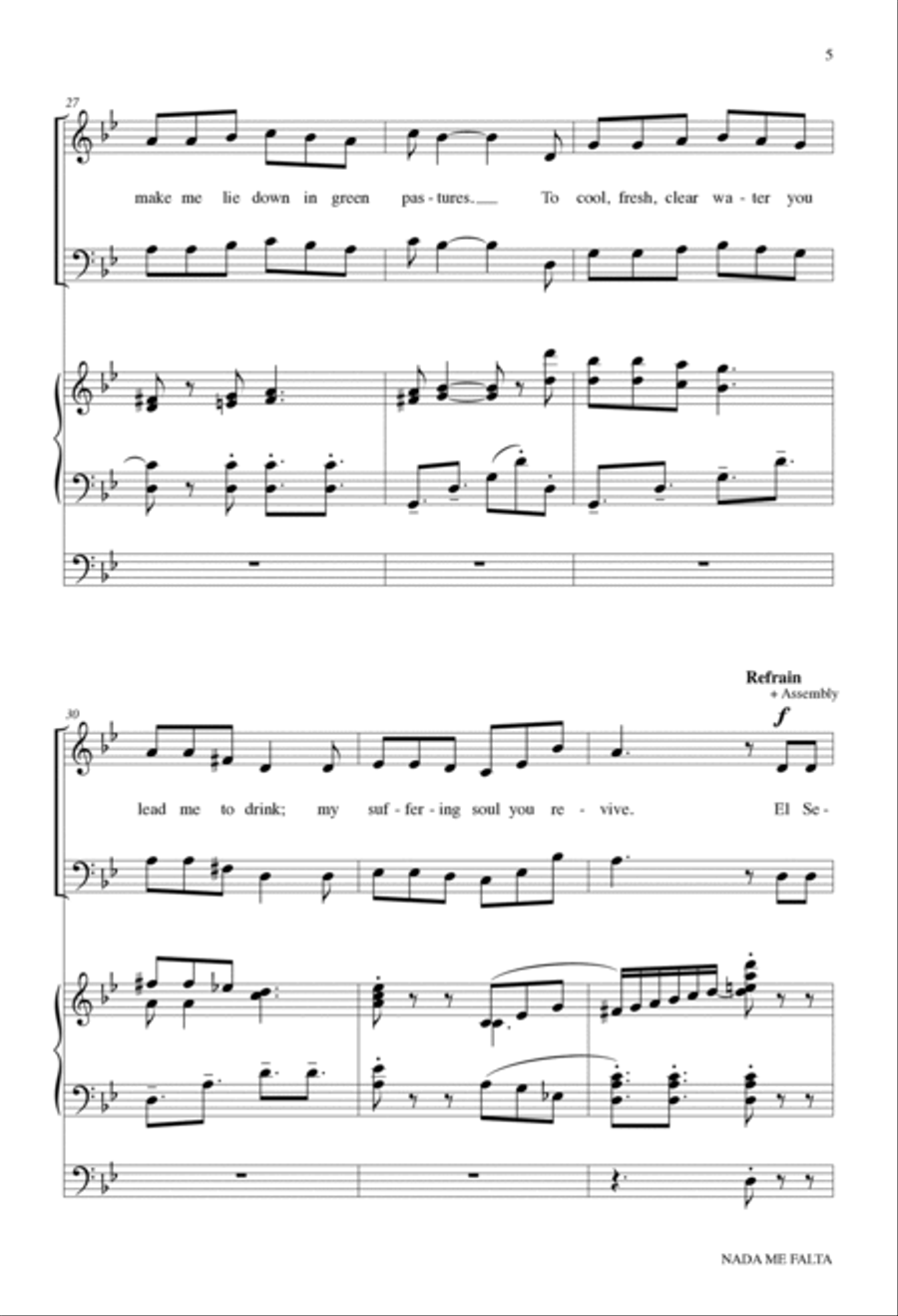 Nada me falta: Psalm 23 4-Part scores gallery preview page 5