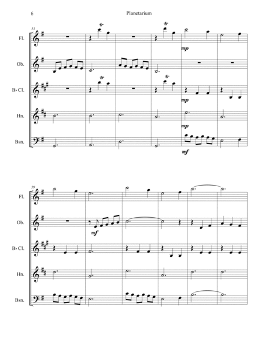 Planetarium Woodwind Quintet scores gallery preview page 6