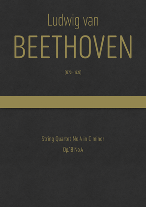 Book cover for Beethoven - String Quartet No.4 in C minor, Op.18 No.4
