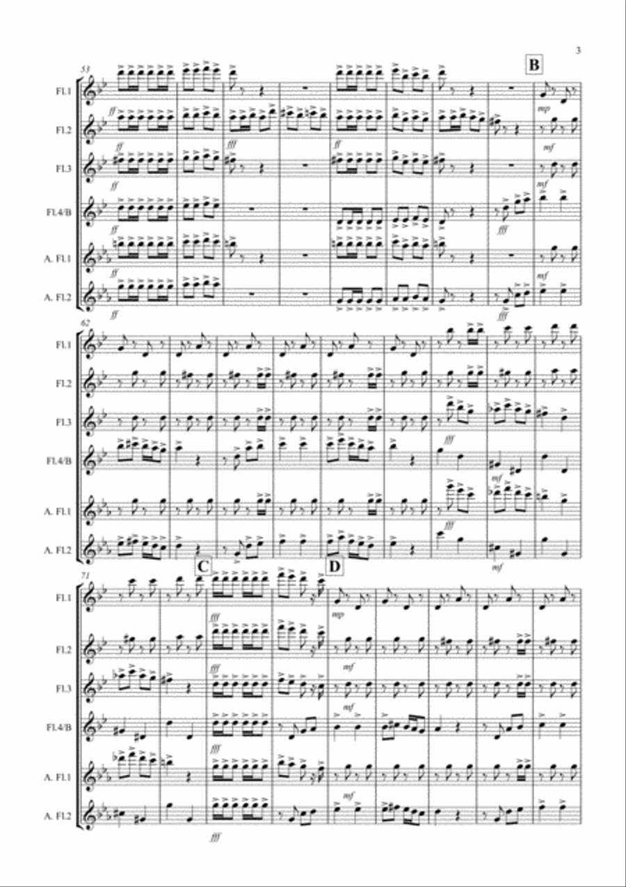 Flamenco Fantastico for Flute Quartet Flute Quartet scores gallery preview page 3