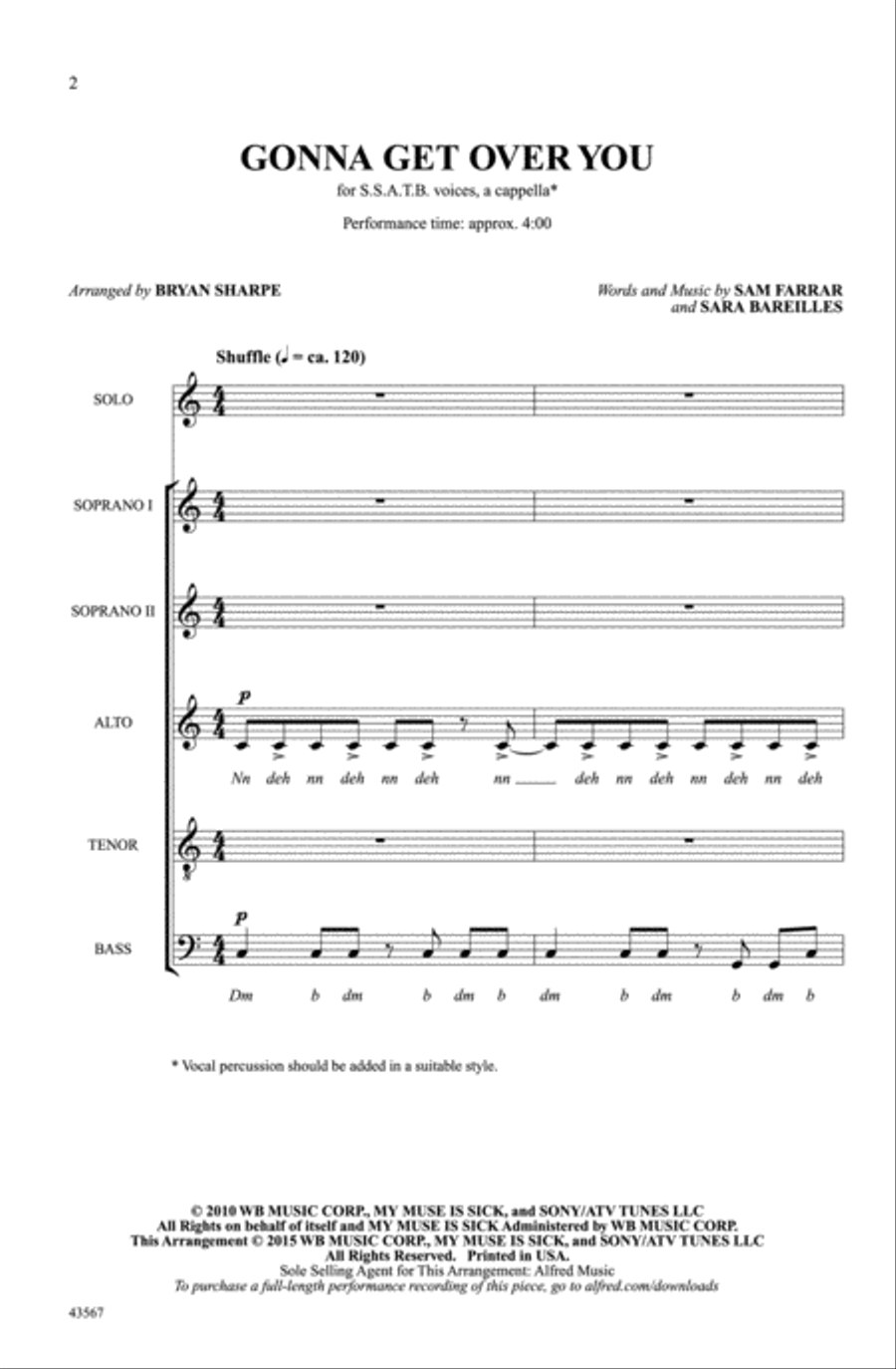 Gonna Get Over You A Cappella scores gallery preview page 1