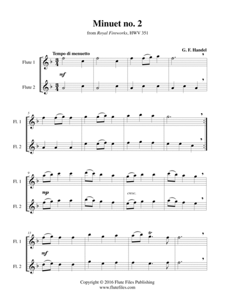 Minuet no. 2, HWV 351 - Flute Duet image number null