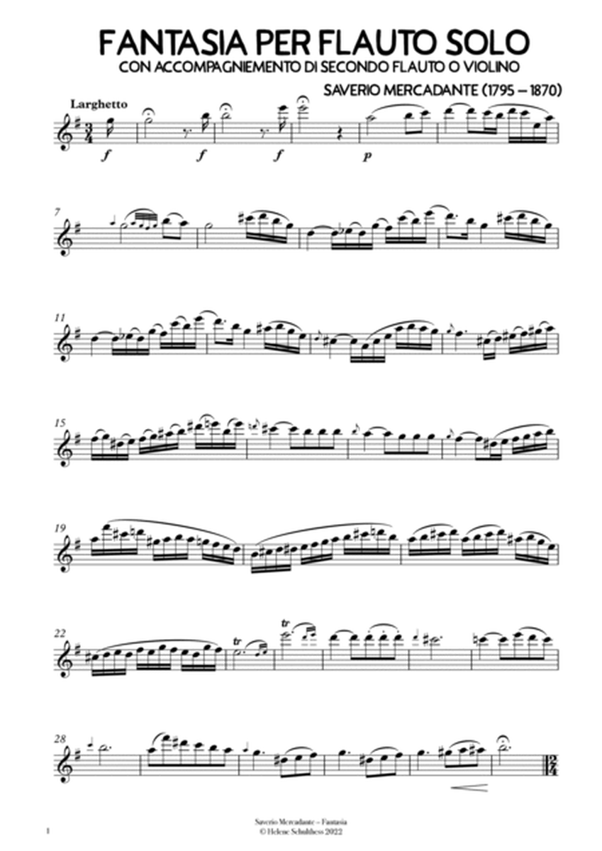 Saverio Mercadante Fantasia per Flauto solo con Accompagniemento di secondo Flauto o Violino