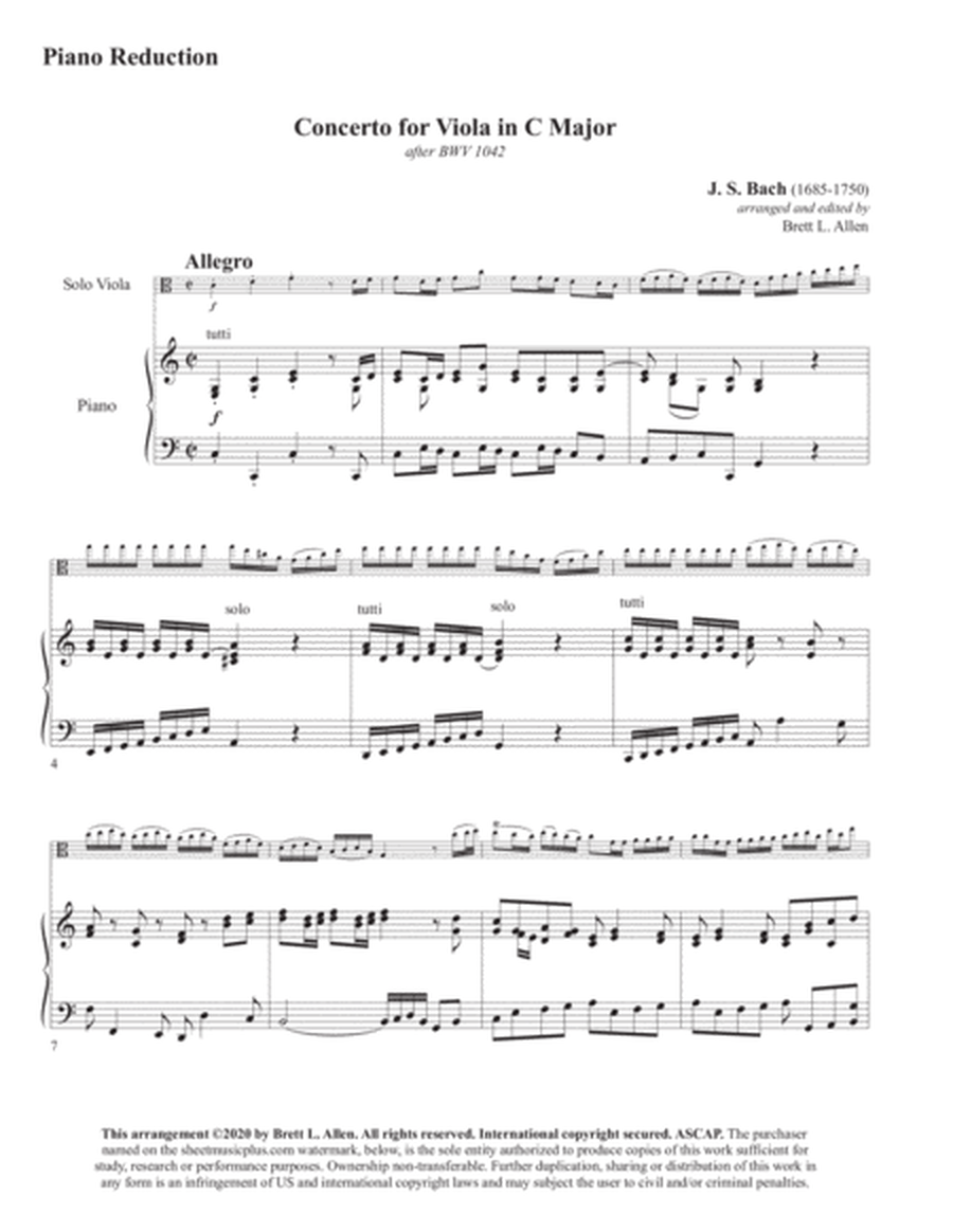 Concerto for Viola in C Major SOLO VIOLA & PIANO image number null