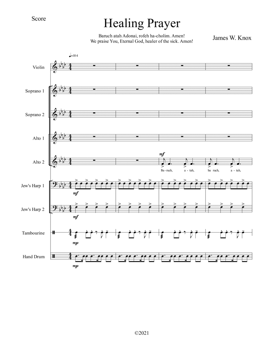 Healing Prayer Healing Prayer SSAA scores gallery preview page 1