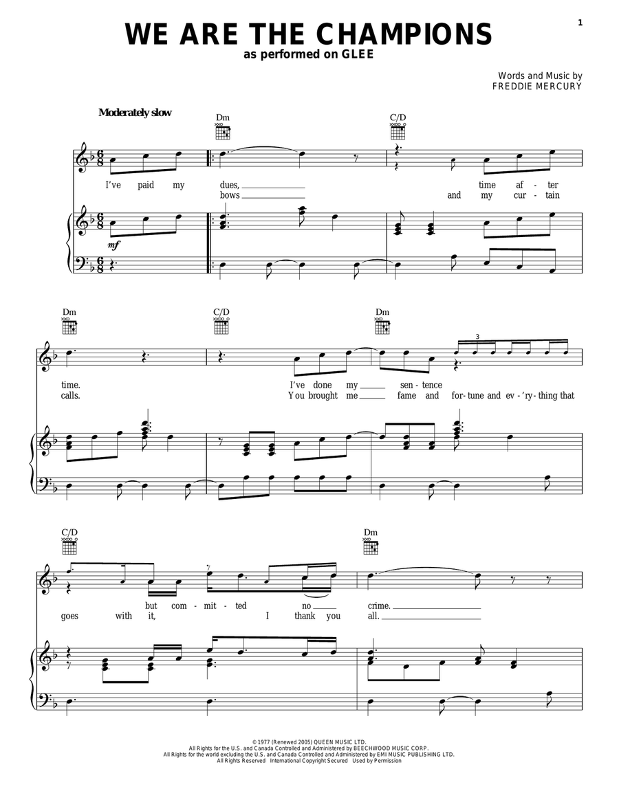 We Are The Champions We Are The Champions Acoustic Guitar scores gallery preview page 1