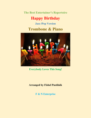 Book cover for "Happy Birthday"-Piano Background for Trombone and Piano-Jazz/Pop Version