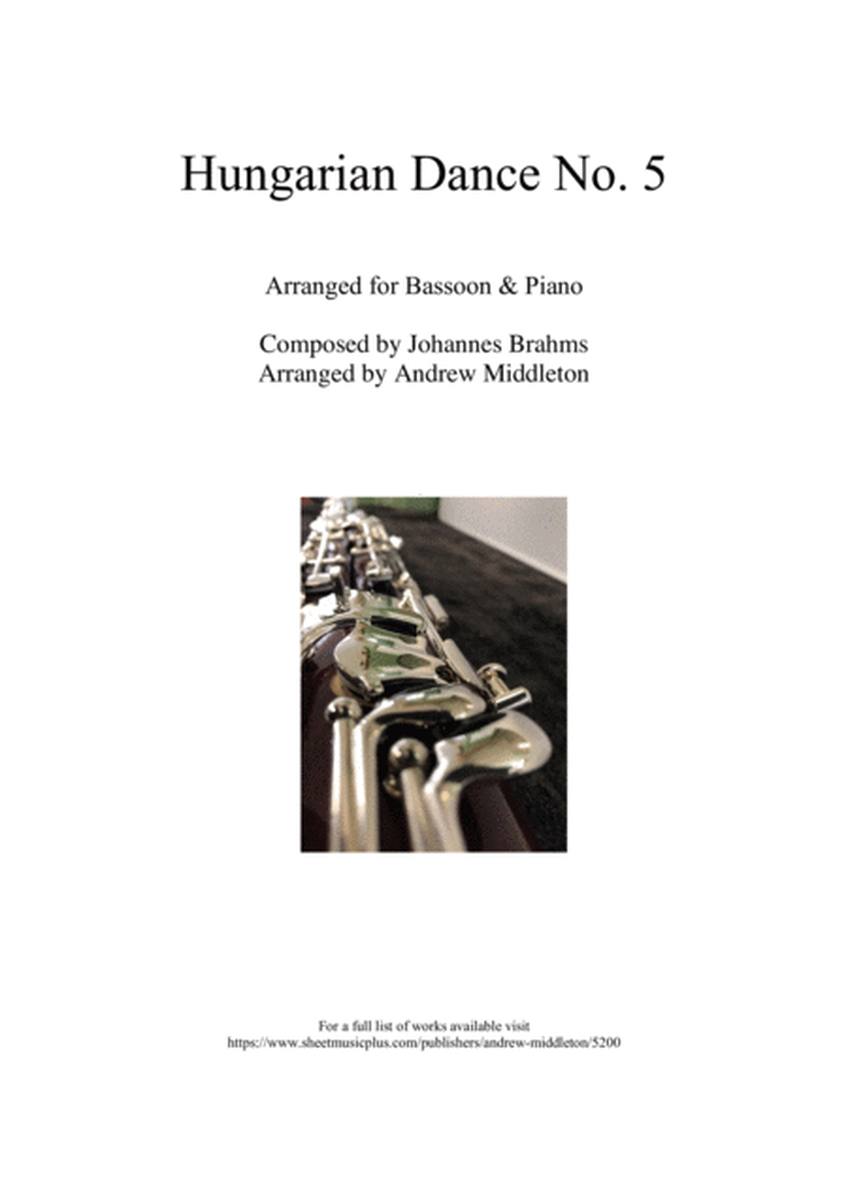 Hungarian Dance No. 5 in G Minor arranged for Bassoon and Piano image number null