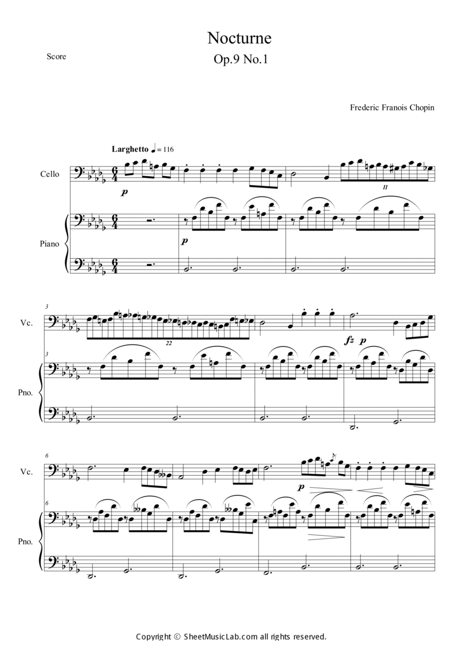Nocturne No.1 in B flat minor, Op.9 No.1 Piano scores gallery preview page 1