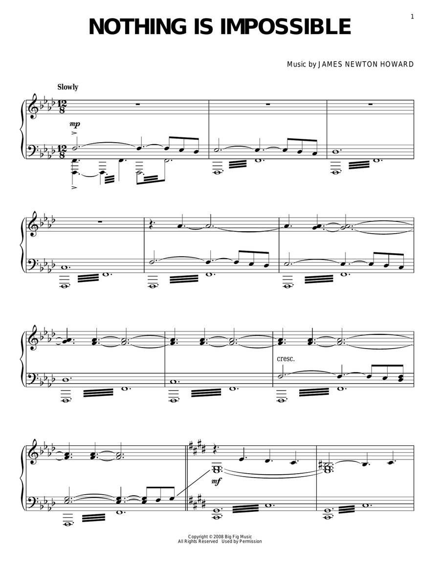 Nothing Is Impossible Piano Solo scores gallery preview page 1