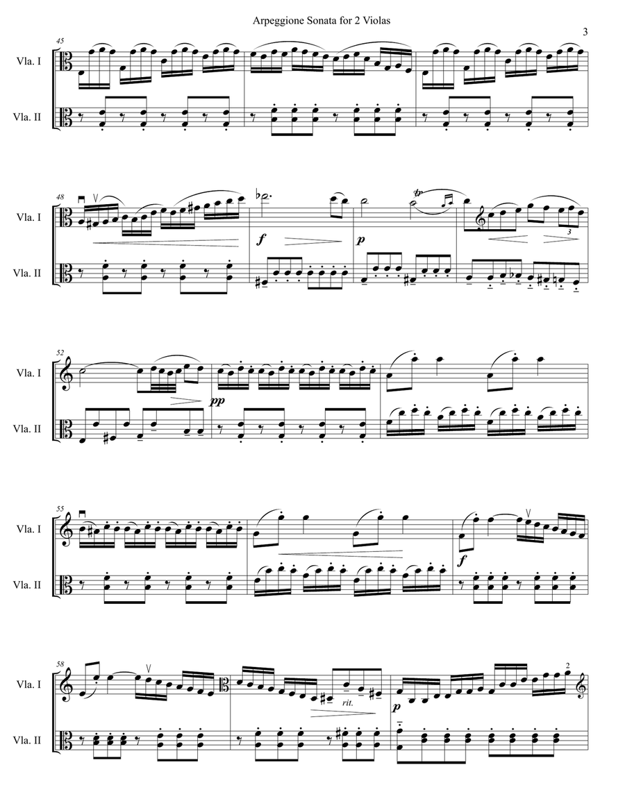 Arpeggione Sonata by Schubert (mvt 1) - for Viola Duet String Duet scores gallery preview page 3