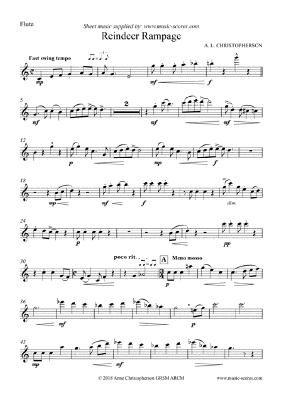 Reindeer Rampage - Wind Quartet Reindeer Rampage - Wind Quartet Woodwind Quartet scores gallery preview page 5