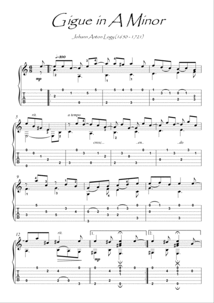 Gigue in A Minor by Johann Anton Logy image number null