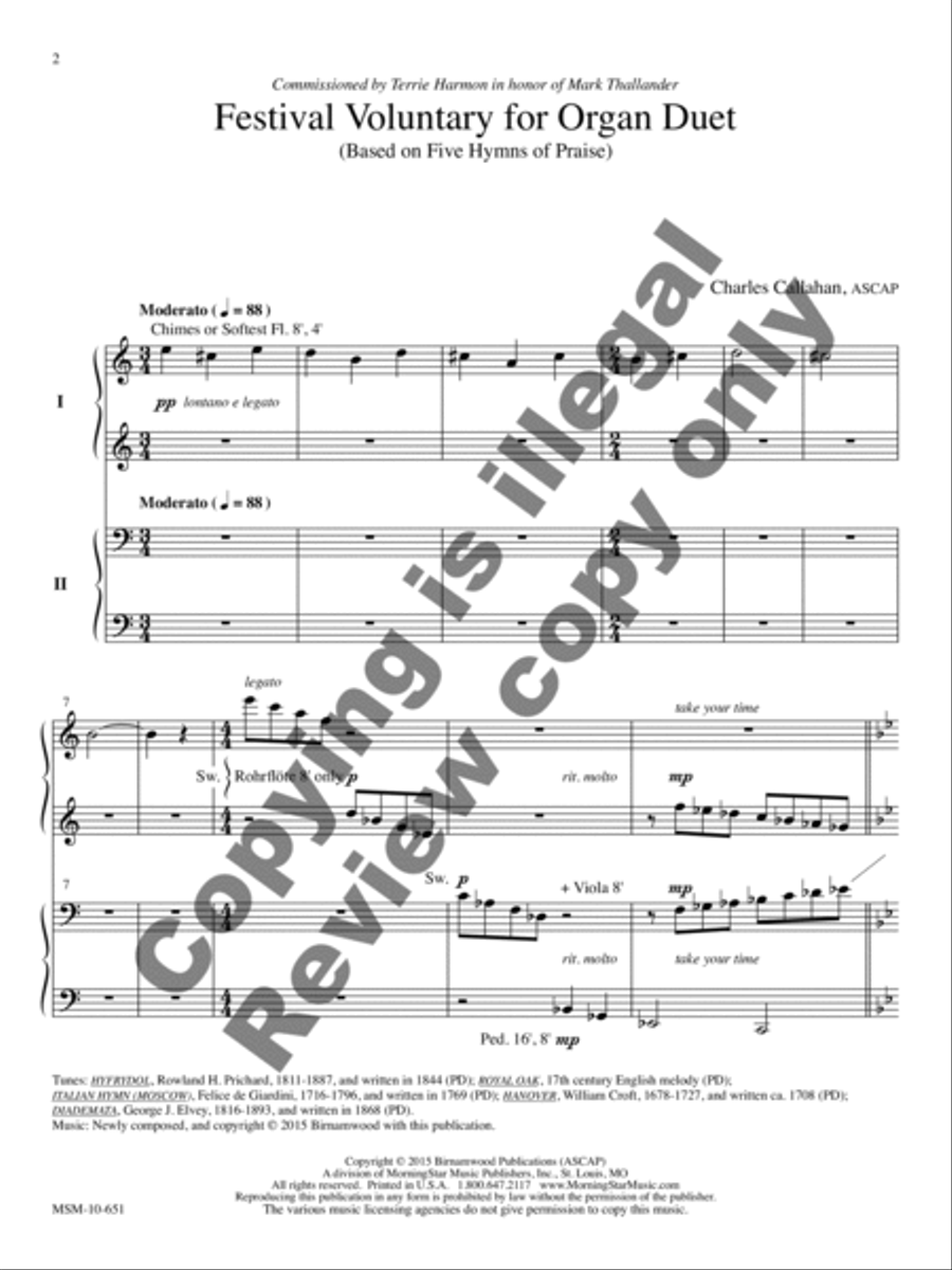 Festival Voluntary for Organ Duet Organ scores gallery preview page 3