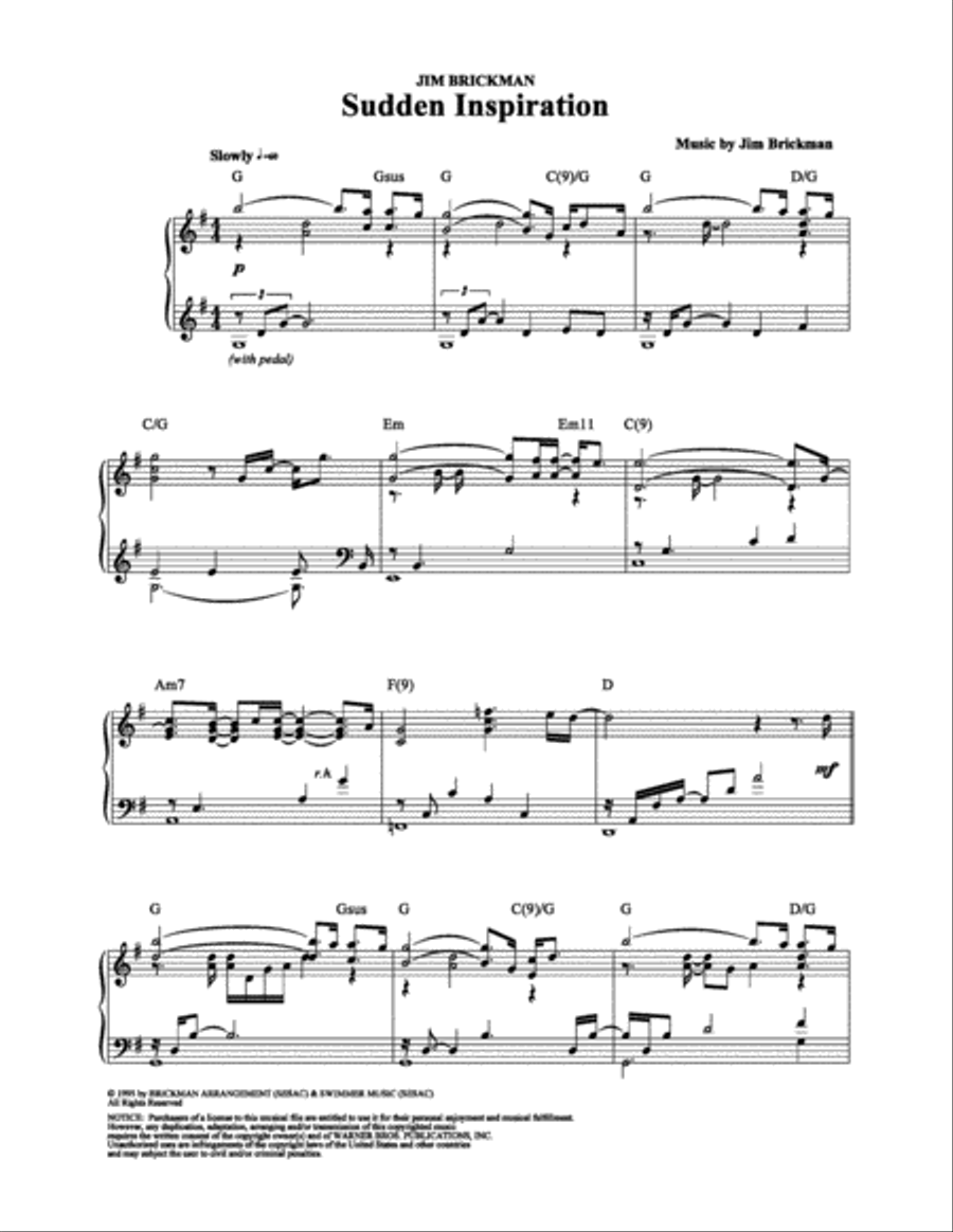 Sudden Inspiration Piano Solo scores gallery preview page 1