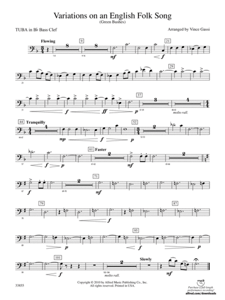 Variations on an English Folk Song: (wp) B-flat Tuba B.C.
