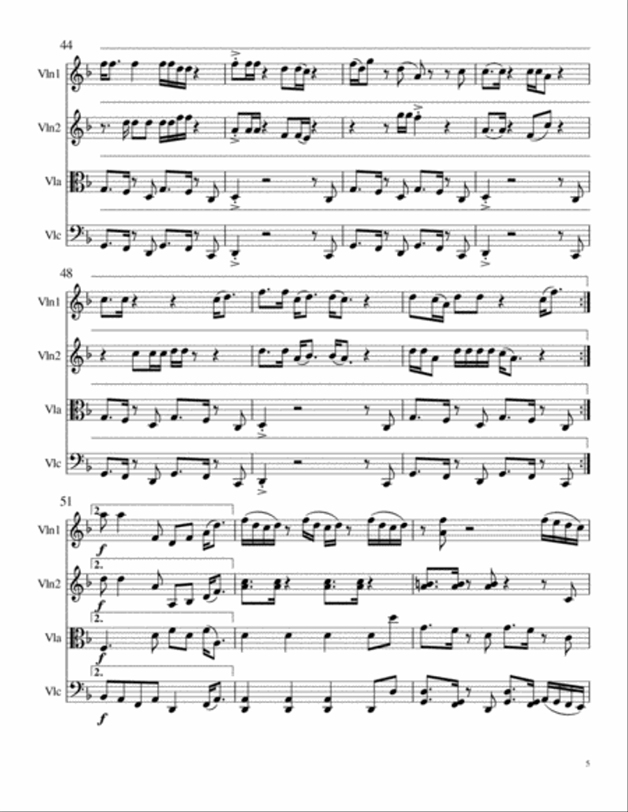 Uptown Funk String Quartet scores gallery preview page 5