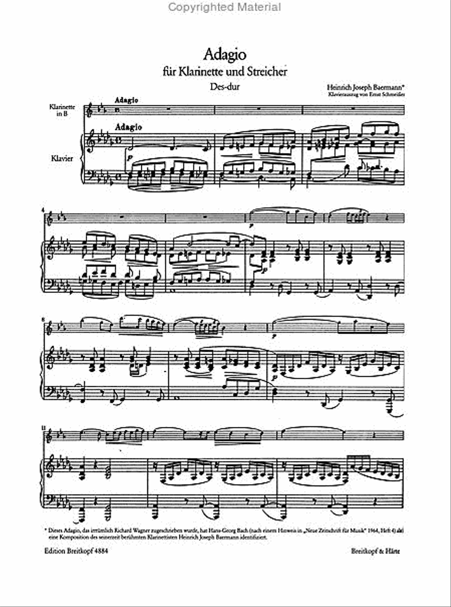 Adagio in D flat major Clarinet Solo scores gallery preview page 2
