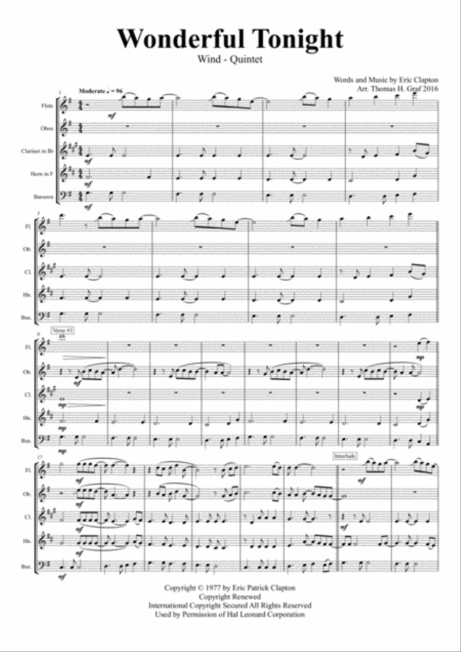 Wonderful Tonight Woodwind Quintet scores gallery preview page 2