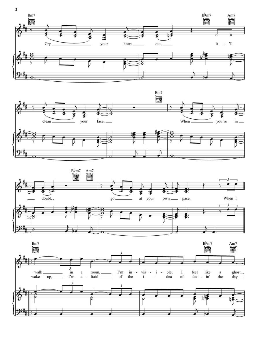 Cry Your Heart Out Cry Your Heart Out Piano, Vocal, Guitar scores gallery preview page 2