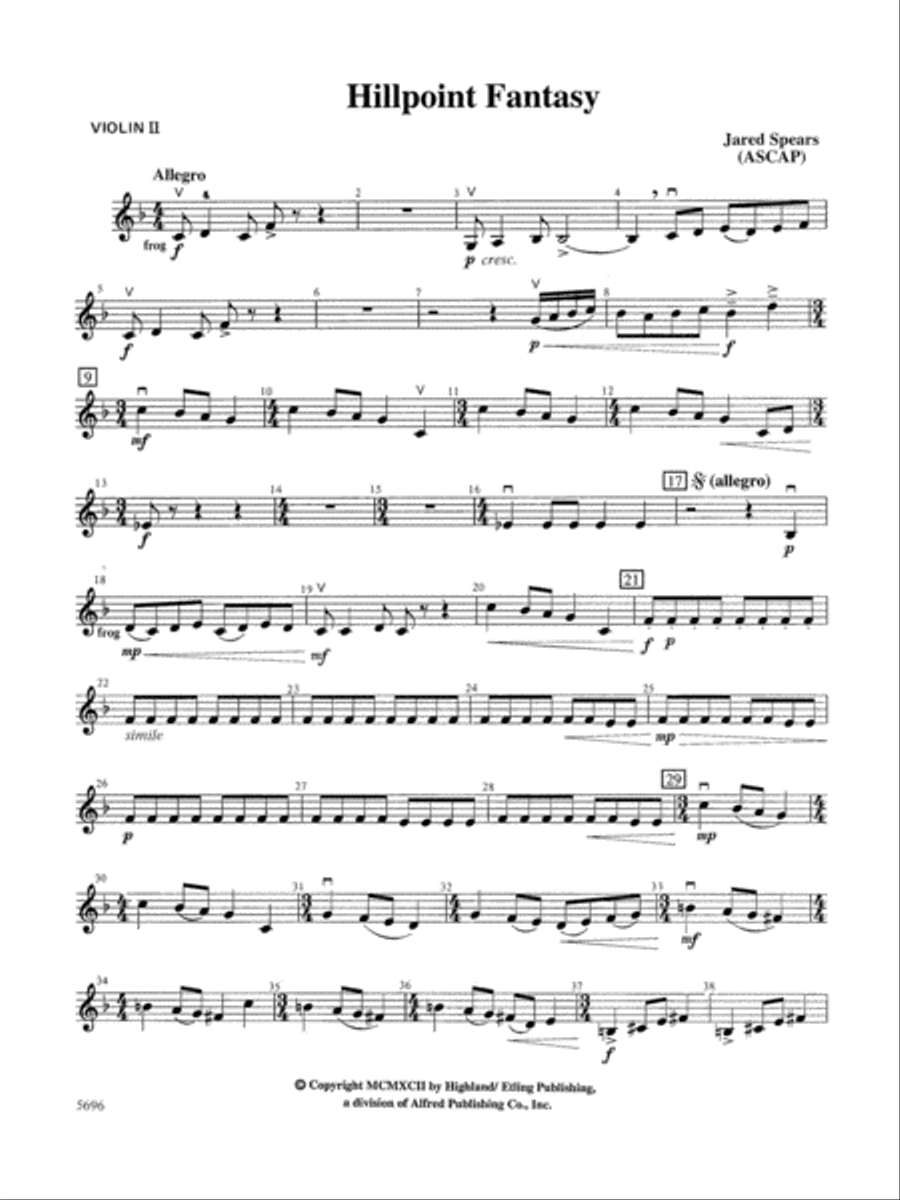 Hill Point Fantasy (Overture for Orchestra): 2nd Violin Full Orchestra scores gallery preview page 1