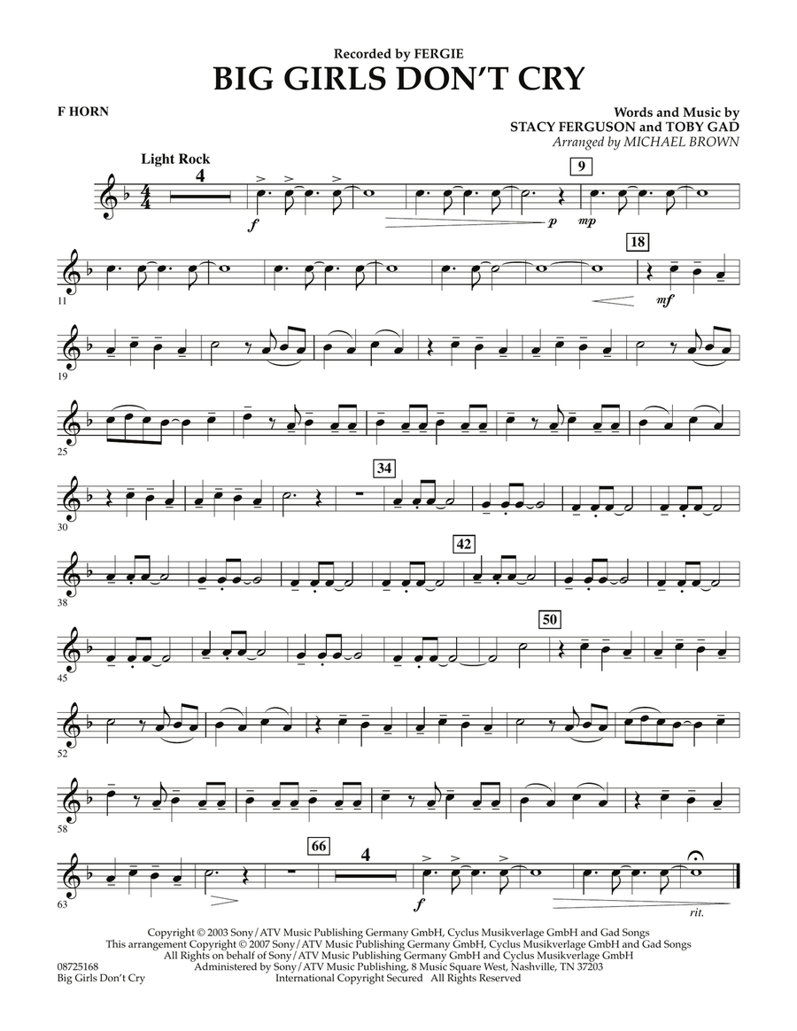 Big Girls Don't Cry - F Horn