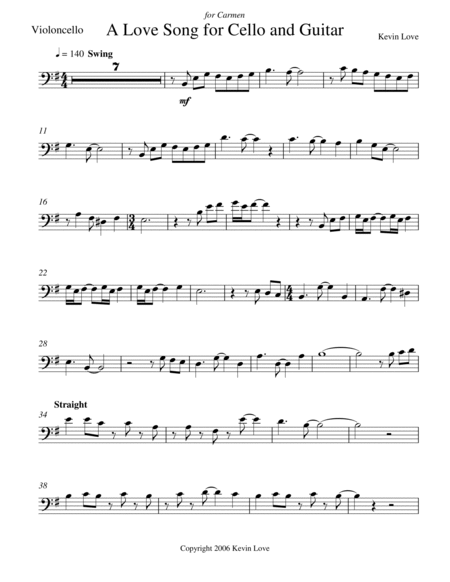 A Love Song for Cello and Guitar - Score and Parts image number null