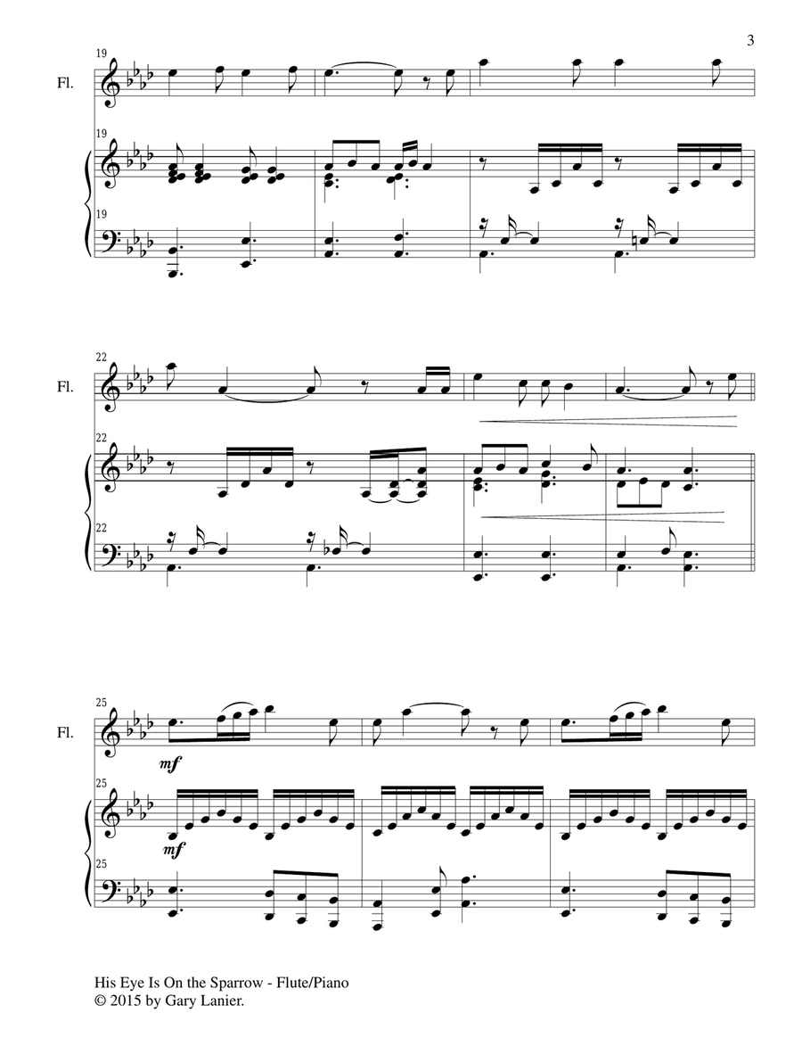 HIS EYE IS ON THE SPARROW (Duet – Flute and Piano/Score and Parts) Woodwind Duet scores gallery preview page 4